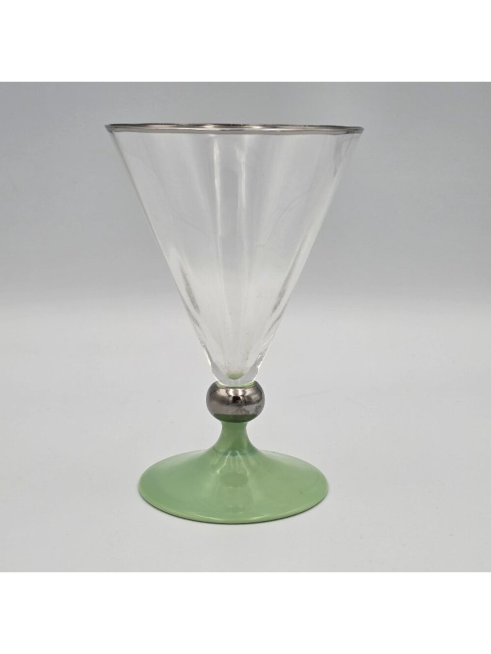 1930's Vintage Art Deco Cocktail Glass Pastel Green Drink Bar Shot Small Wine 6"